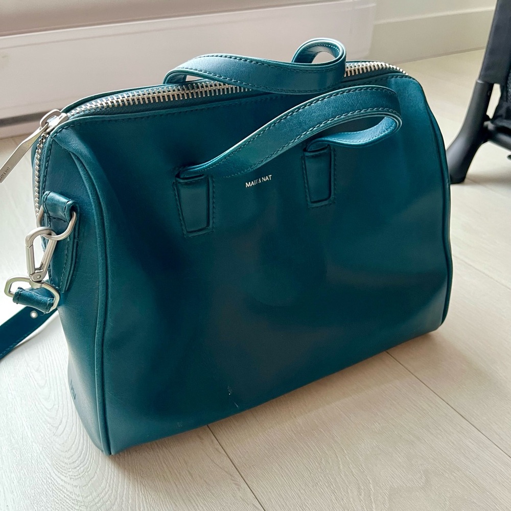 Matt and Nat Teal Vegan Handbag/Crossbody bowling bag - Picture 2 of 6